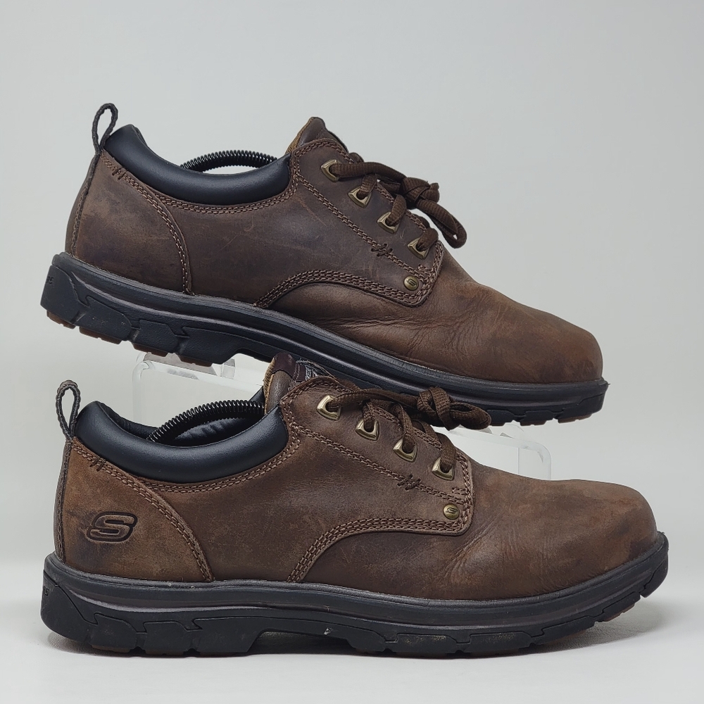 Skechers Men's Segment Rilar Brown Leather Shoes Relaxed 64260EW Size 10.5 W - Picture 2 of 10
